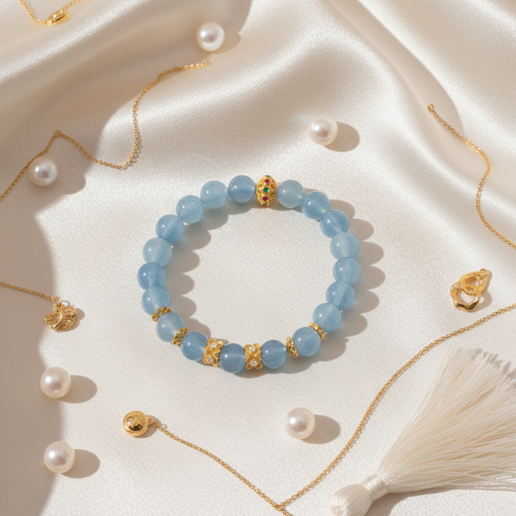 Floral Collection - First Moon Aquamarine Bracelet