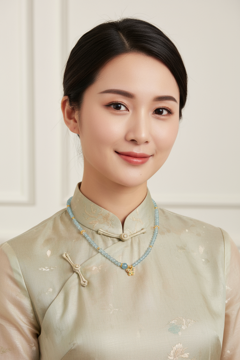 Butterfly Series - "Cloud Ripple" Aquamarine Set (Bracelet + Necklace)