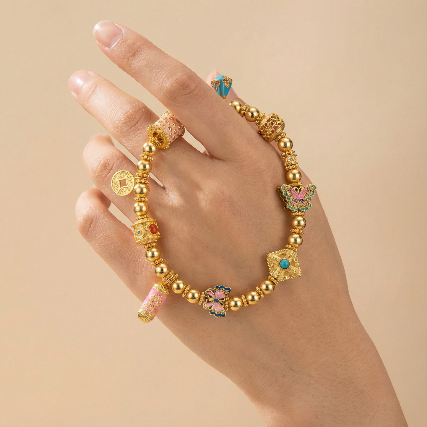 Golden Branch &amp; Misty Butterfly Bracelet