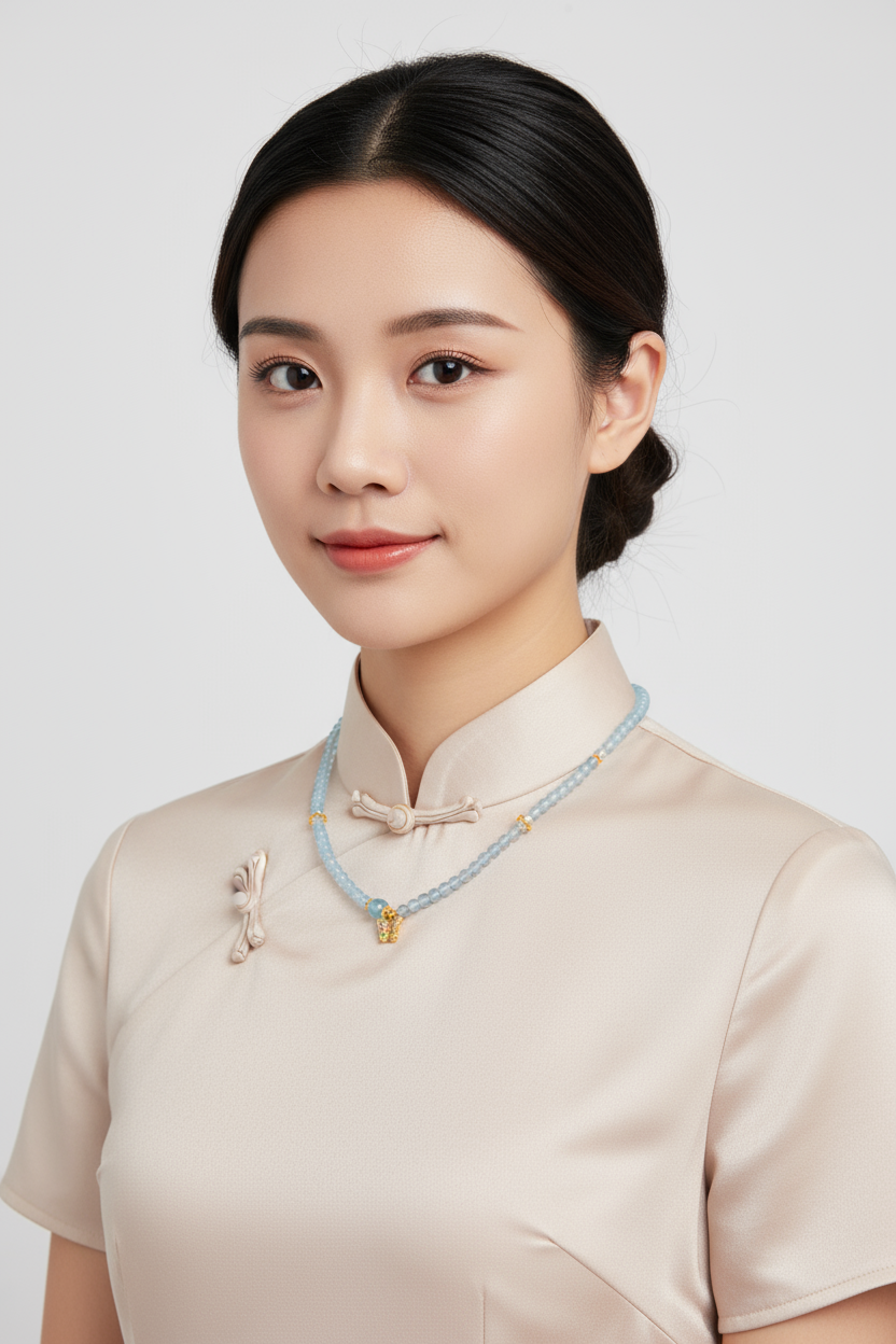 Butterfly Series - "Cloud Ripple" Aquamarine Set (Bracelet + Necklace)