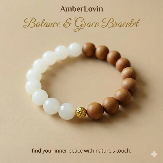 Balance &amp; Grace Hetian Jade and Sandalwood Bracelet