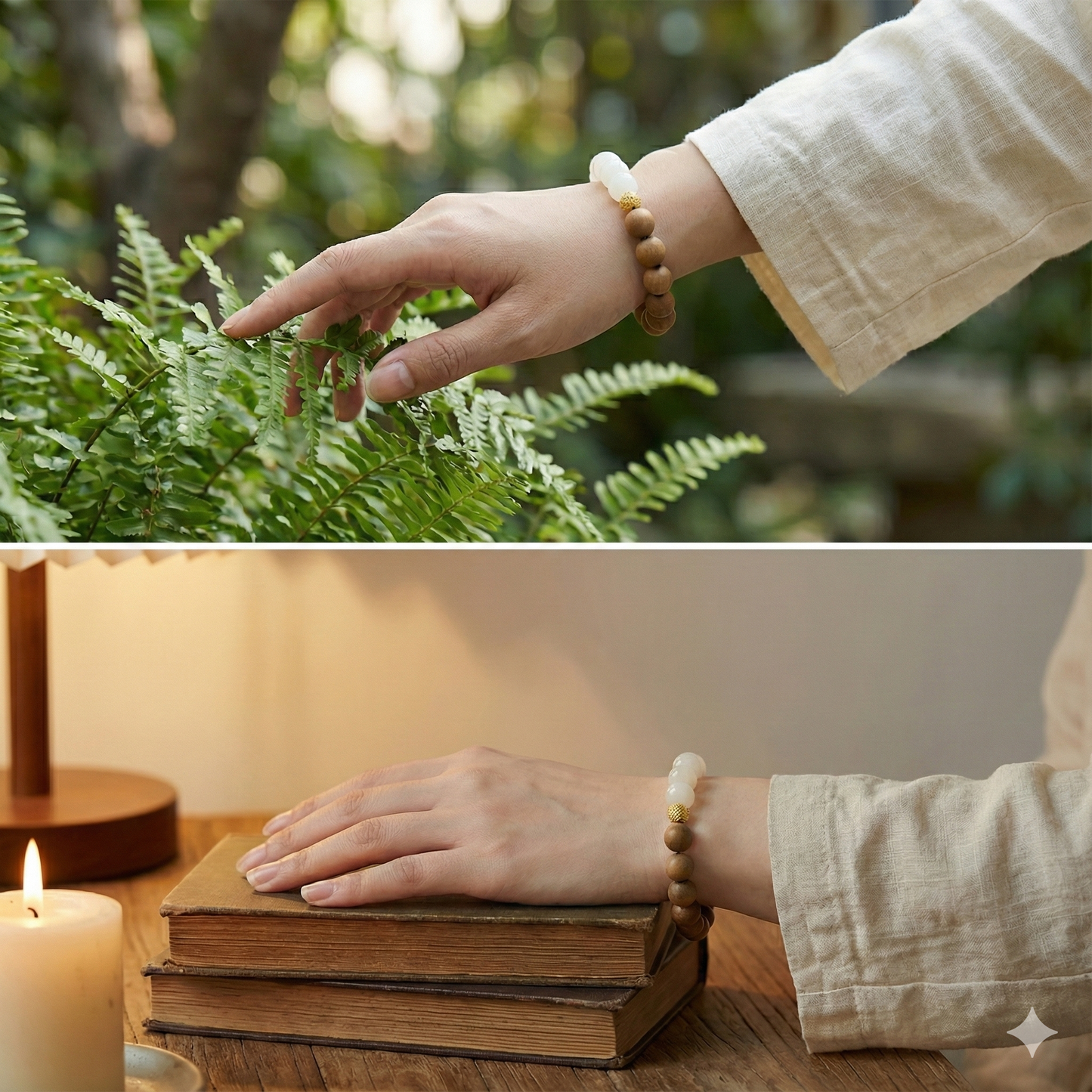 Balance &amp; Grace Hetian Jade and Sandalwood Bracelet