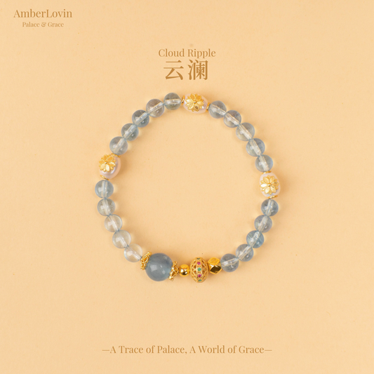 Butterfly Series - "Cloud Ripple" Aquamarine Set (Bracelet + Necklace)